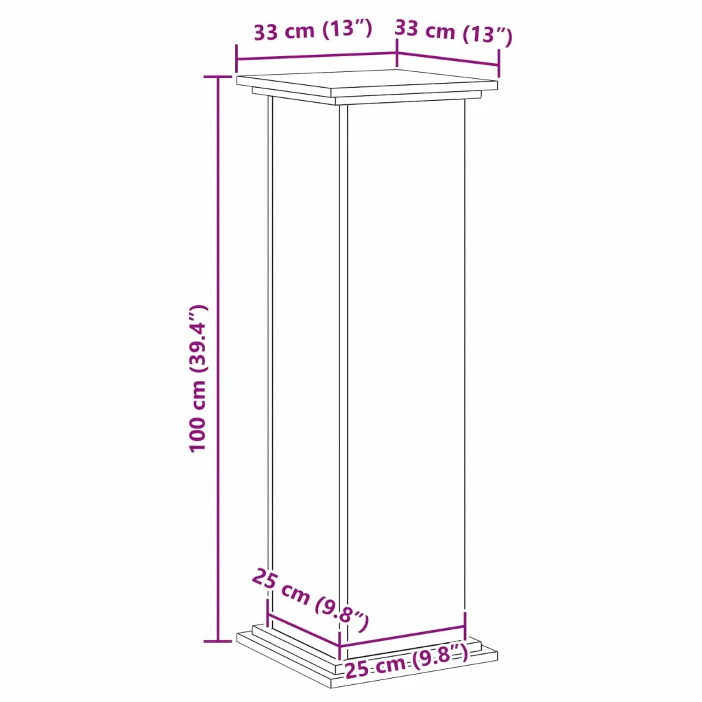 Supporto per piante Rovere Nero 33 x 33 x 100 cm 869238
