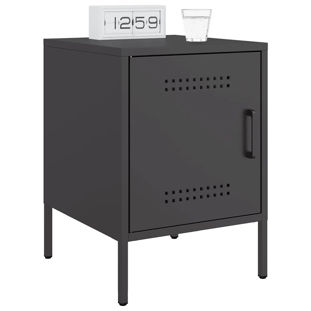 Comodino Nero 36x39x50,5 cm in Acciaio 842910