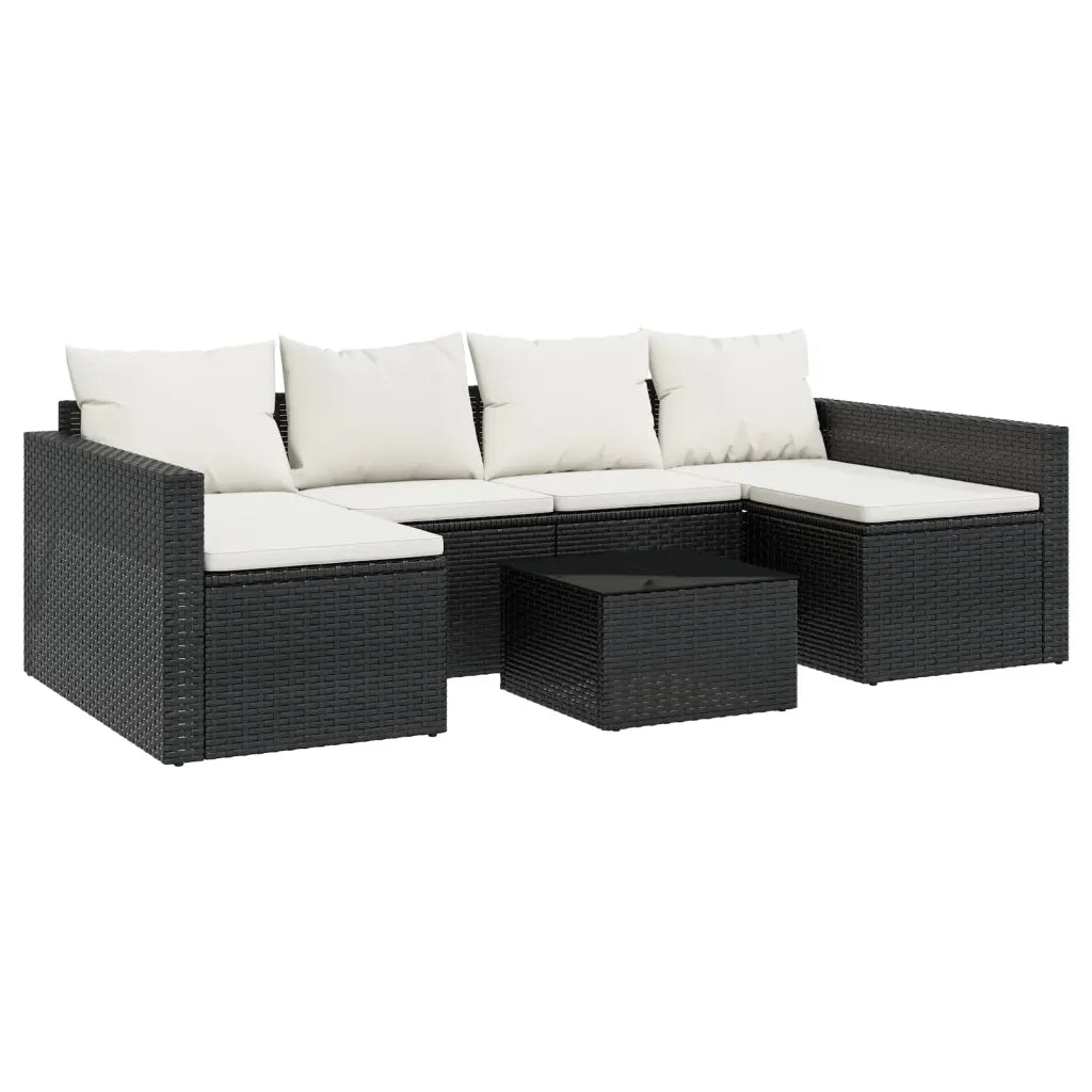 Set da Giardino 2 pz | Set Salotto da Giardino con Cuscini Nero in Polyrattan