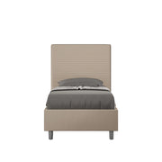 BS COM Letto singolo con rete imbottito 80x190 similpelle tortora