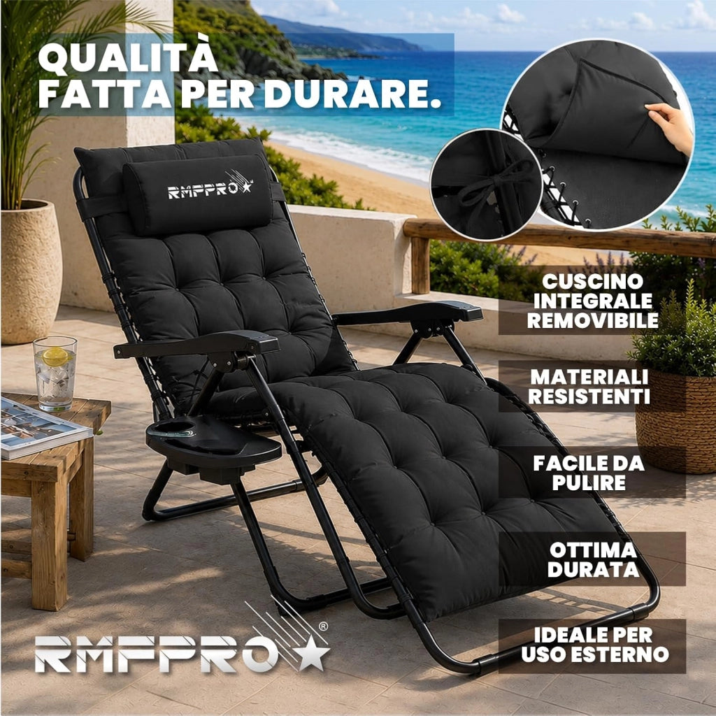 RMF PRO Sdraio da Giardino Pieghevole NERA
