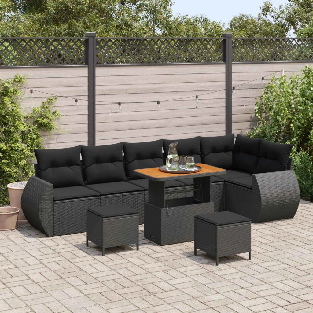 Set Divano da Giardino 9 pcs Nero polyrattan 3361894