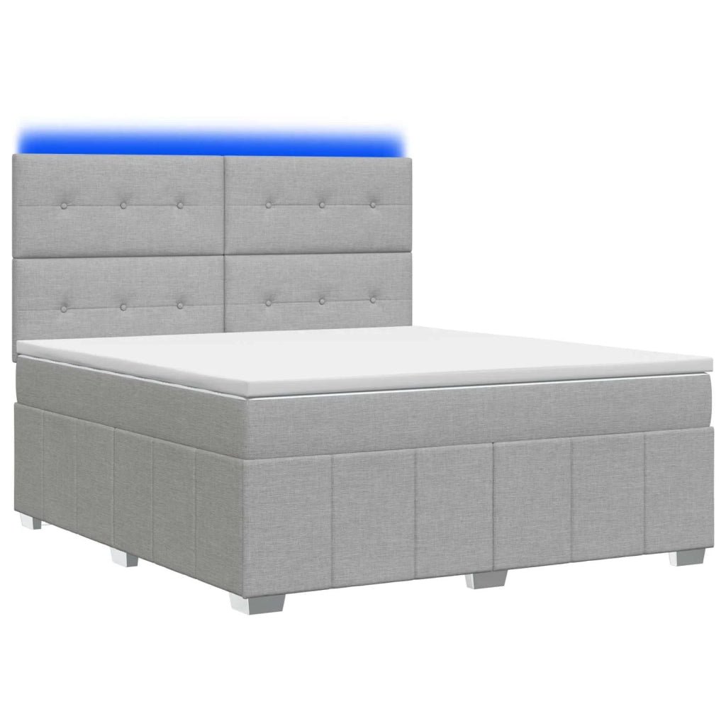 Letto Box Spring LED con Materasso Grigio Chiaro 180 x 200 cm 3455661