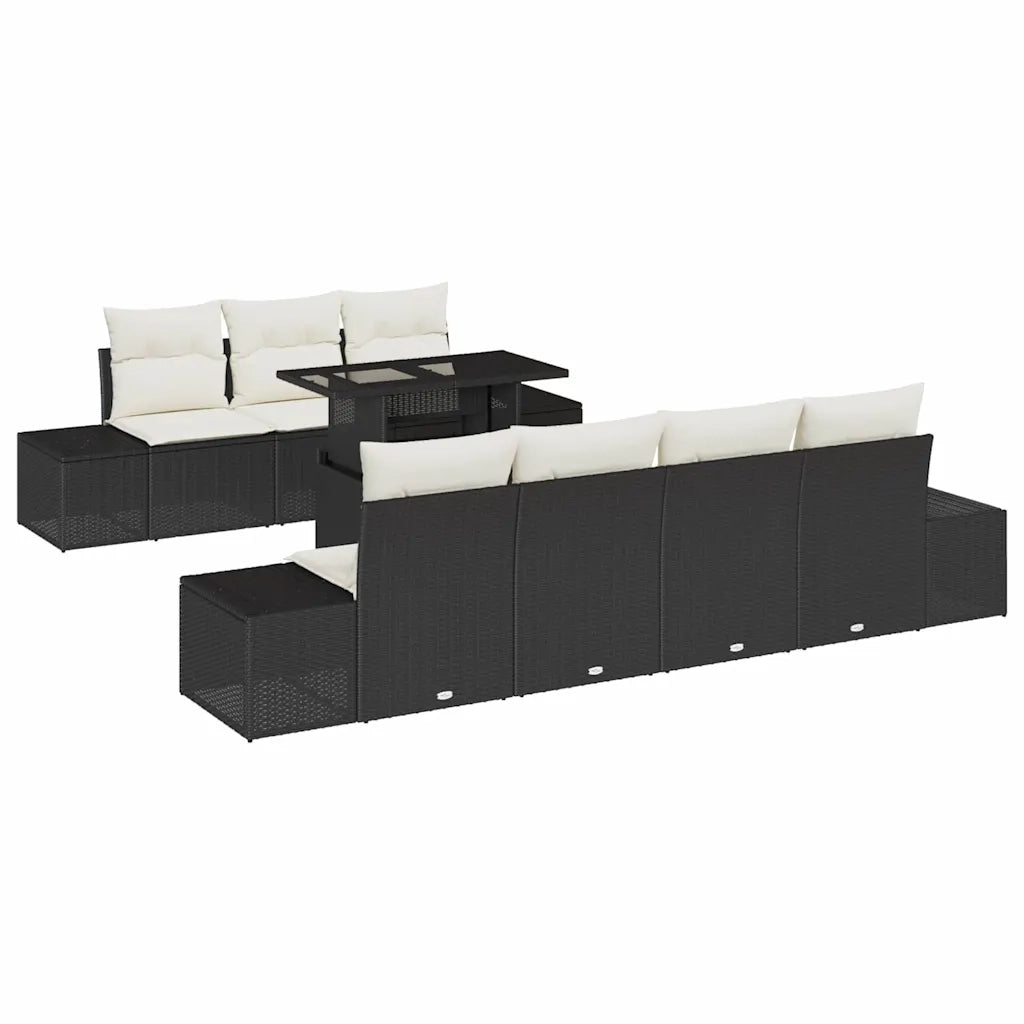 Set di divani con cuscino 8 pcs Nero e Crema polyrattan 3349123
