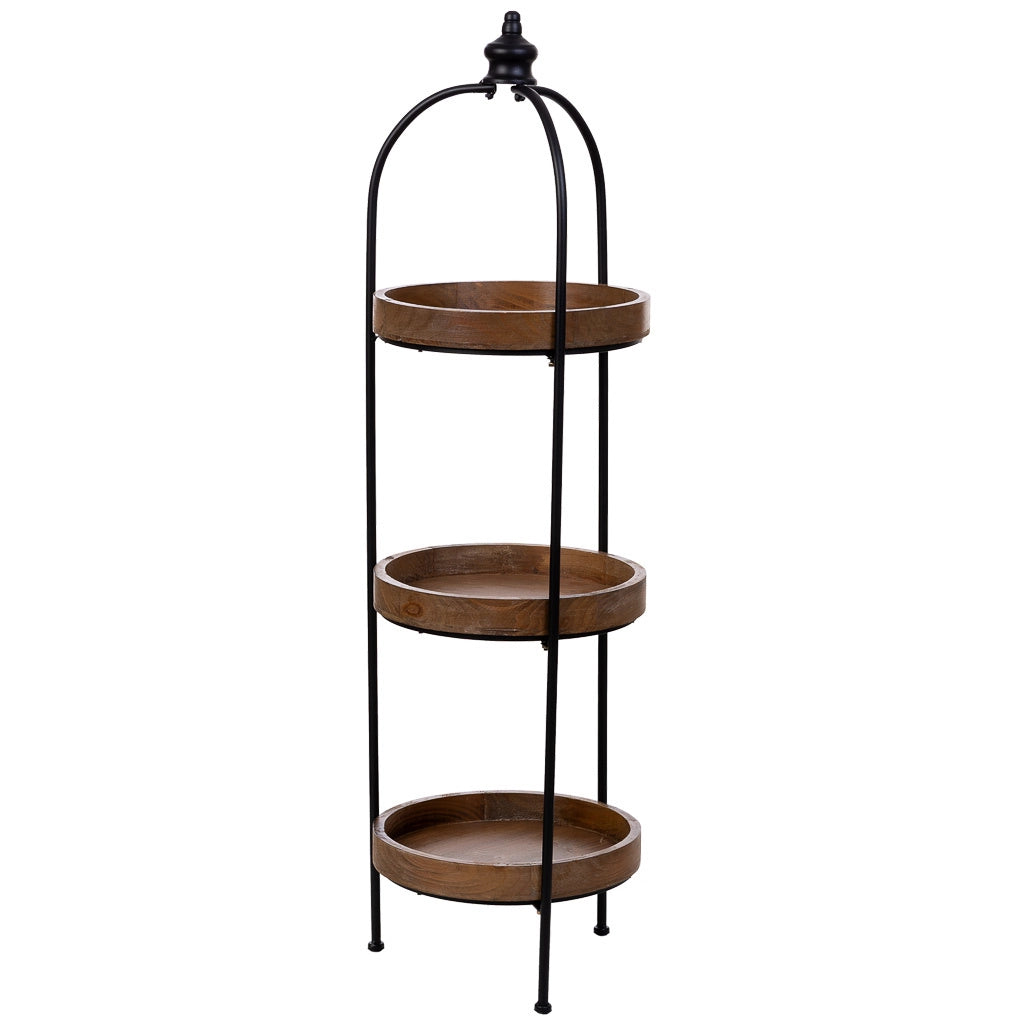 Scaffale in legno e metallo con 3 ripiani 35x35x122h cm