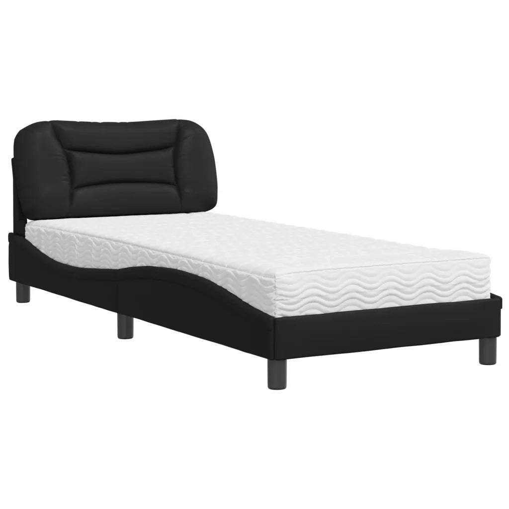 Letto con Materasso Hvar Nero 90x200 cm in Similpelle