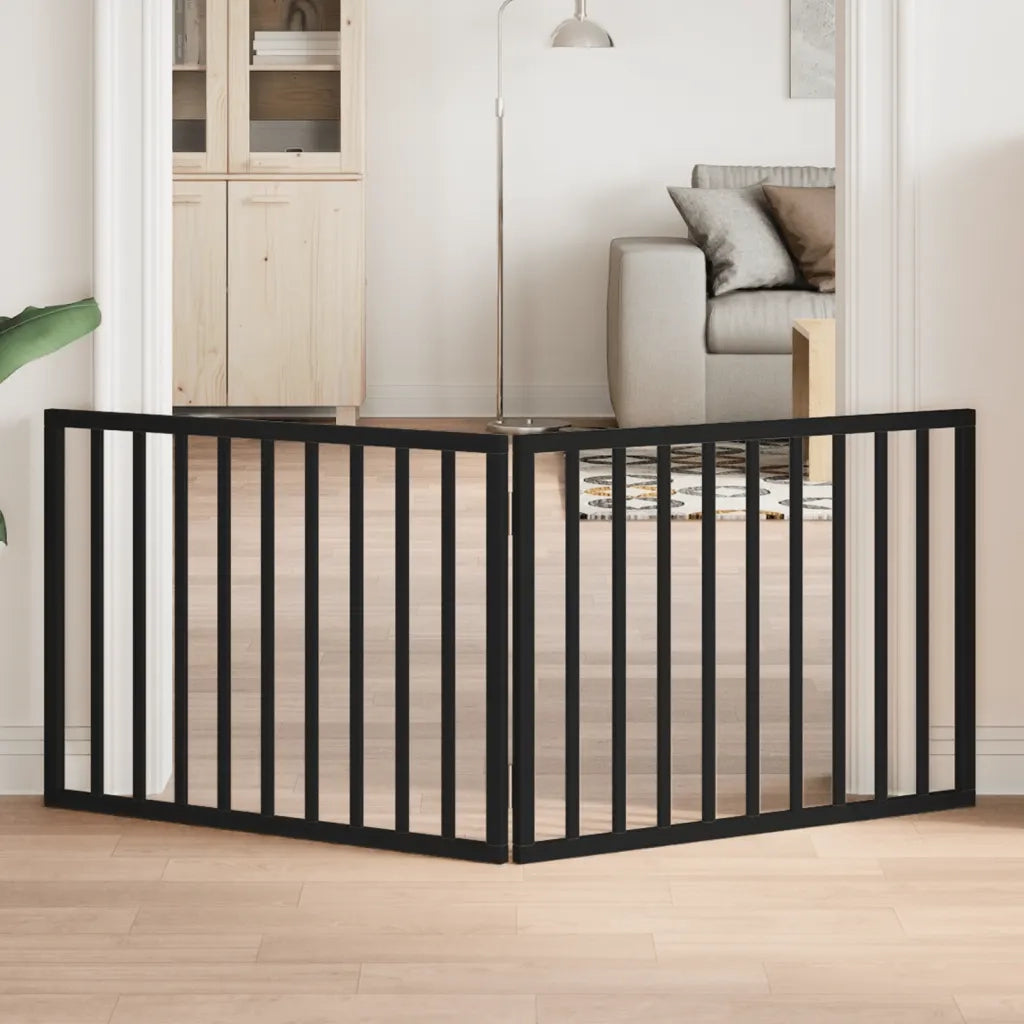 Cancelletto per cani pieghevole 2 pannelli nero 160 cm in legno di pioppo 352192