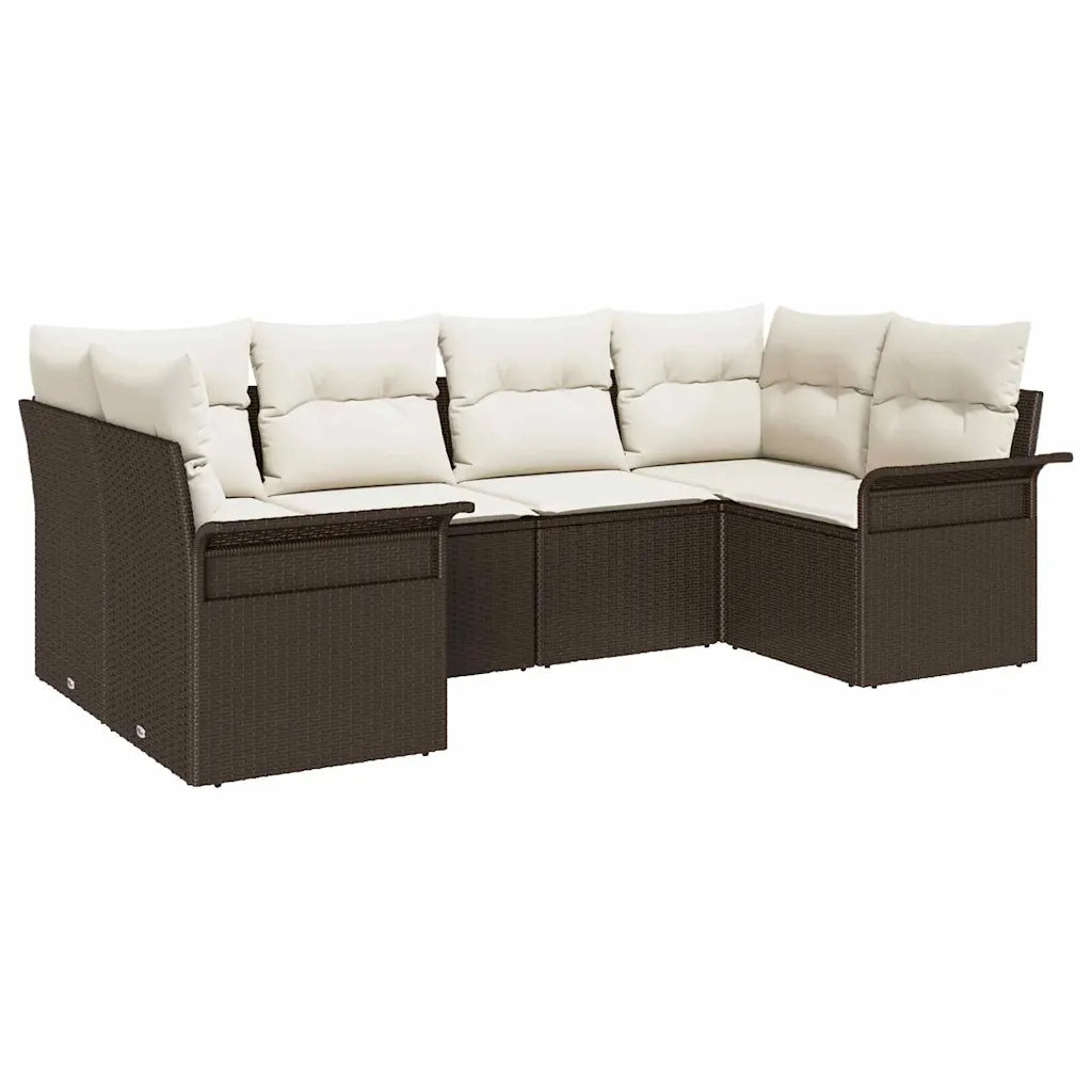 Set Divano da Giardino con cuscino 6 pcs Marrone polyrattan 3345498