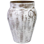 Vaso in metallo invecchiato bianco 45x45x60h cm