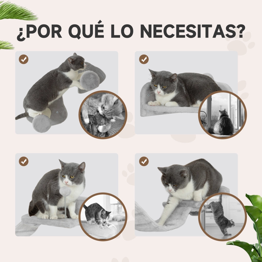 Gioco per Gatti con Scaletta e Piattaforma ¨C Minimal ¨C Grigio