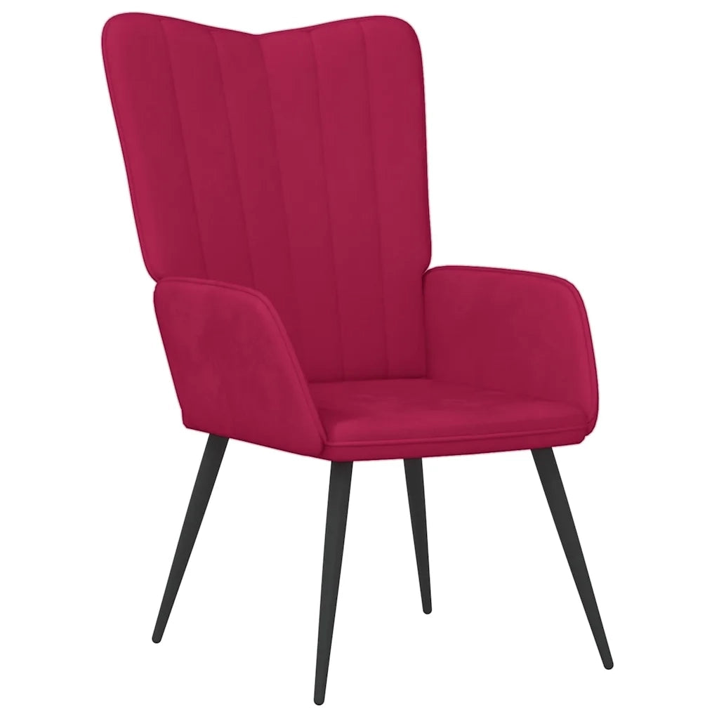 Poltrona Relax | Sedia Relax con Sgabello Rosso Vino in Velluto