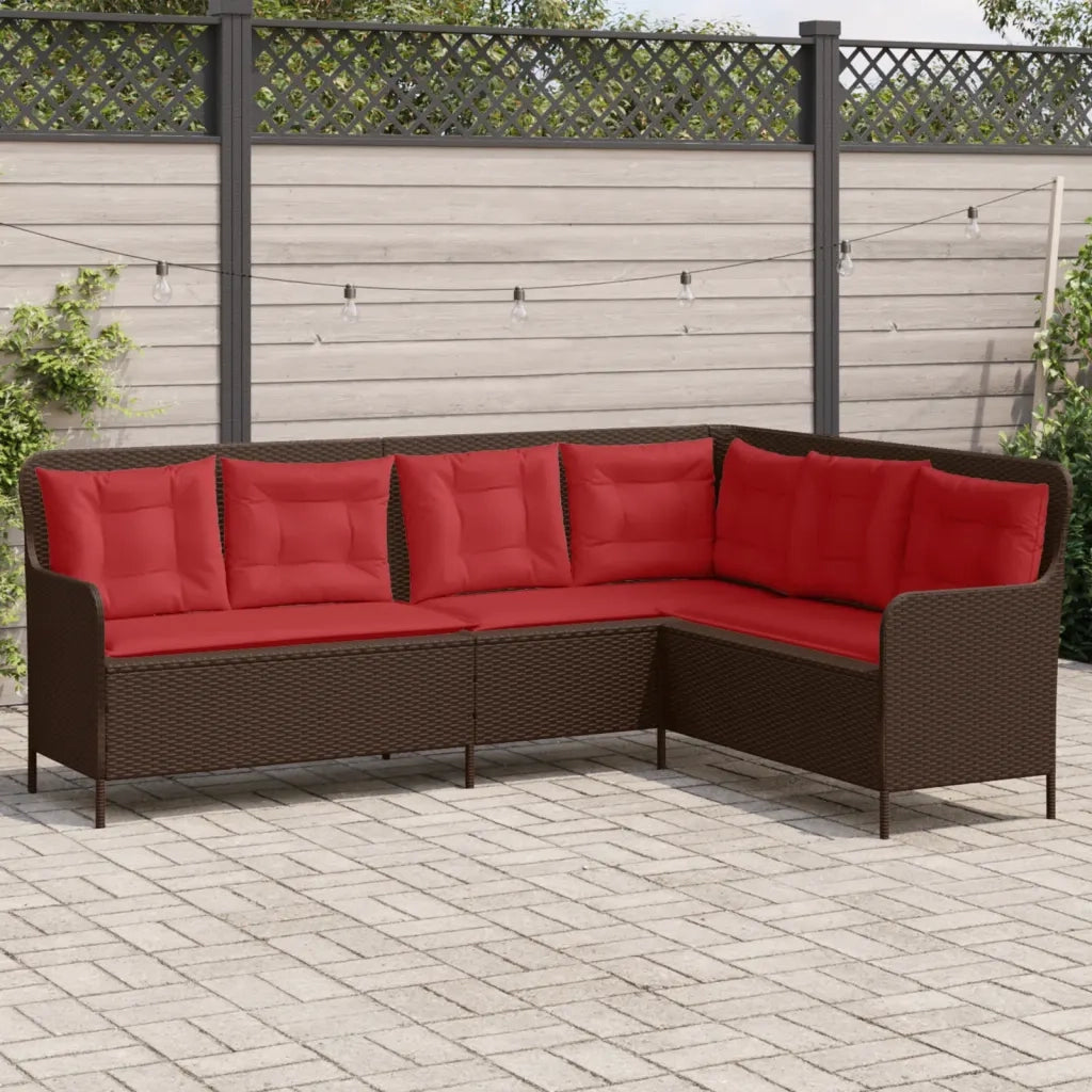 Divano da giardino con Cuscini a forma di L in Polyrattan Marrone 369006