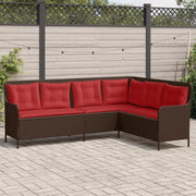 Divano da giardino con Cuscini a forma di L in Polyrattan Marrone 369006