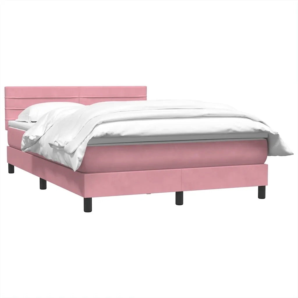 Giroletto a Molle con Materasso Rosa 140x220 cm in Velluto 3316358