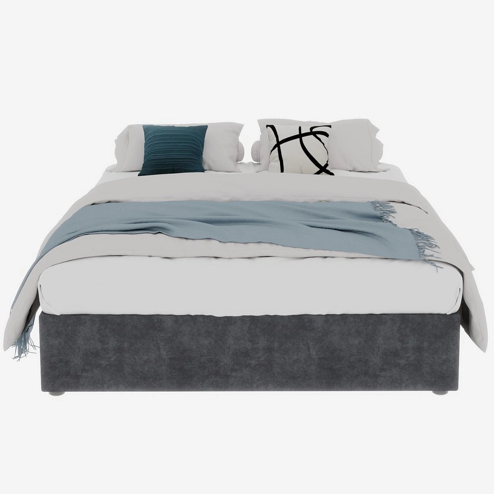 Letto Contenitore Imbottito ¨C MINIMAL ¨C Velluto Grigio 160x200