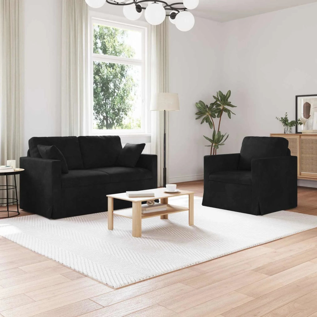 Set di divani 2 pcs Nero 138 x 78 x 80 cm Velluto 3407513
