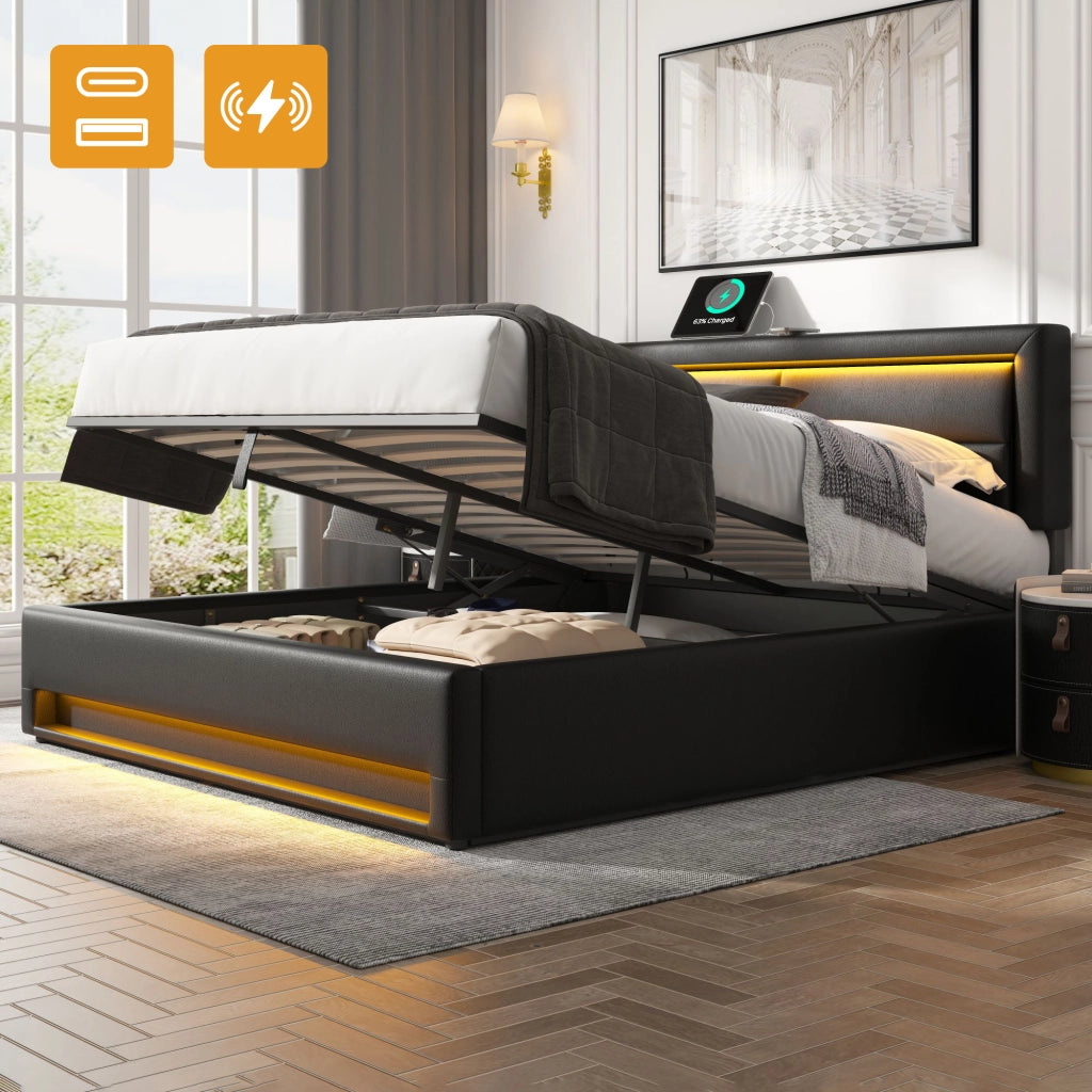 letto imbottito pu nero 140 x 190 cm