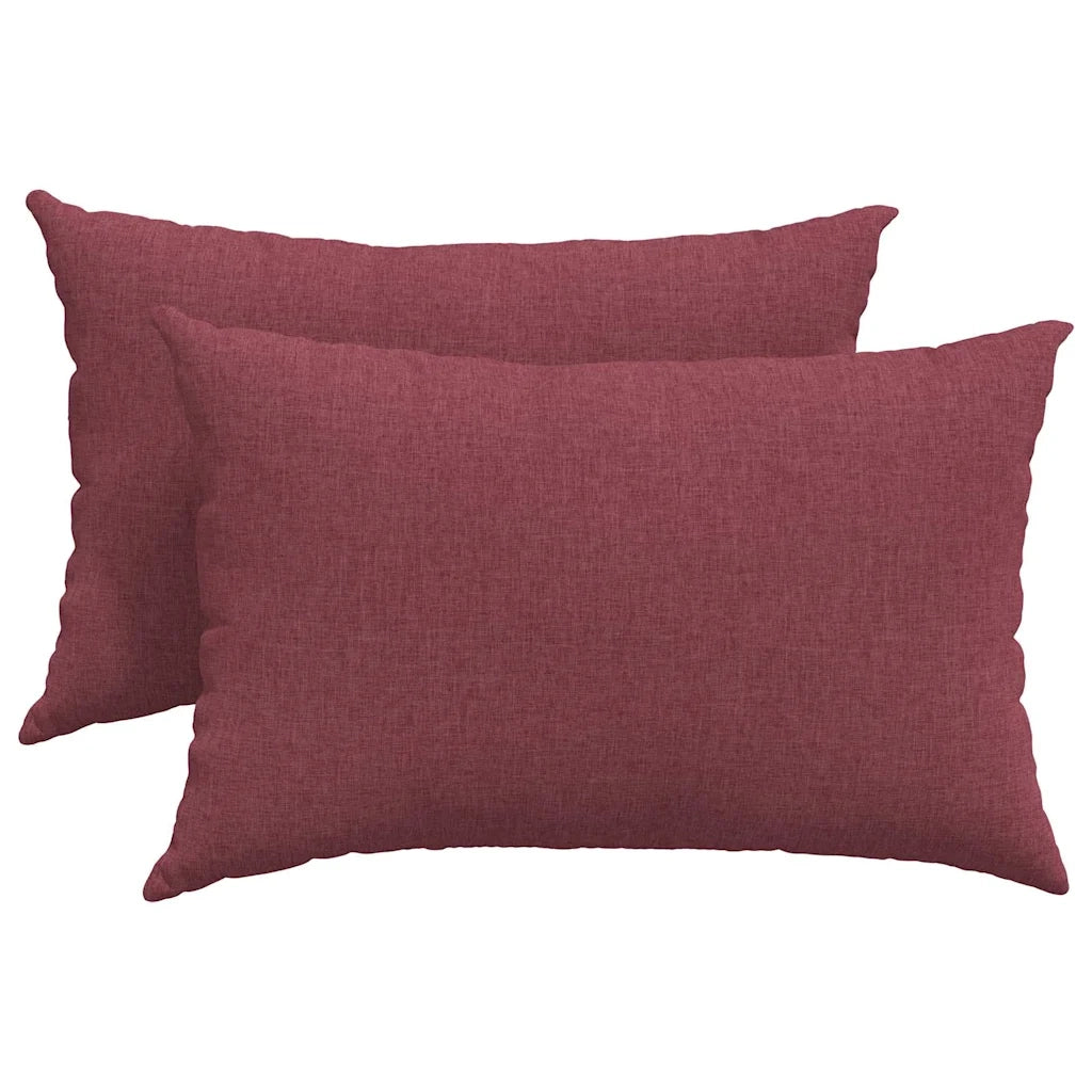 Cuscini da Divano 2 pz-Set di 2 Cuscini per Sofa Rosso Vino 60 x 40 cm Tessuto