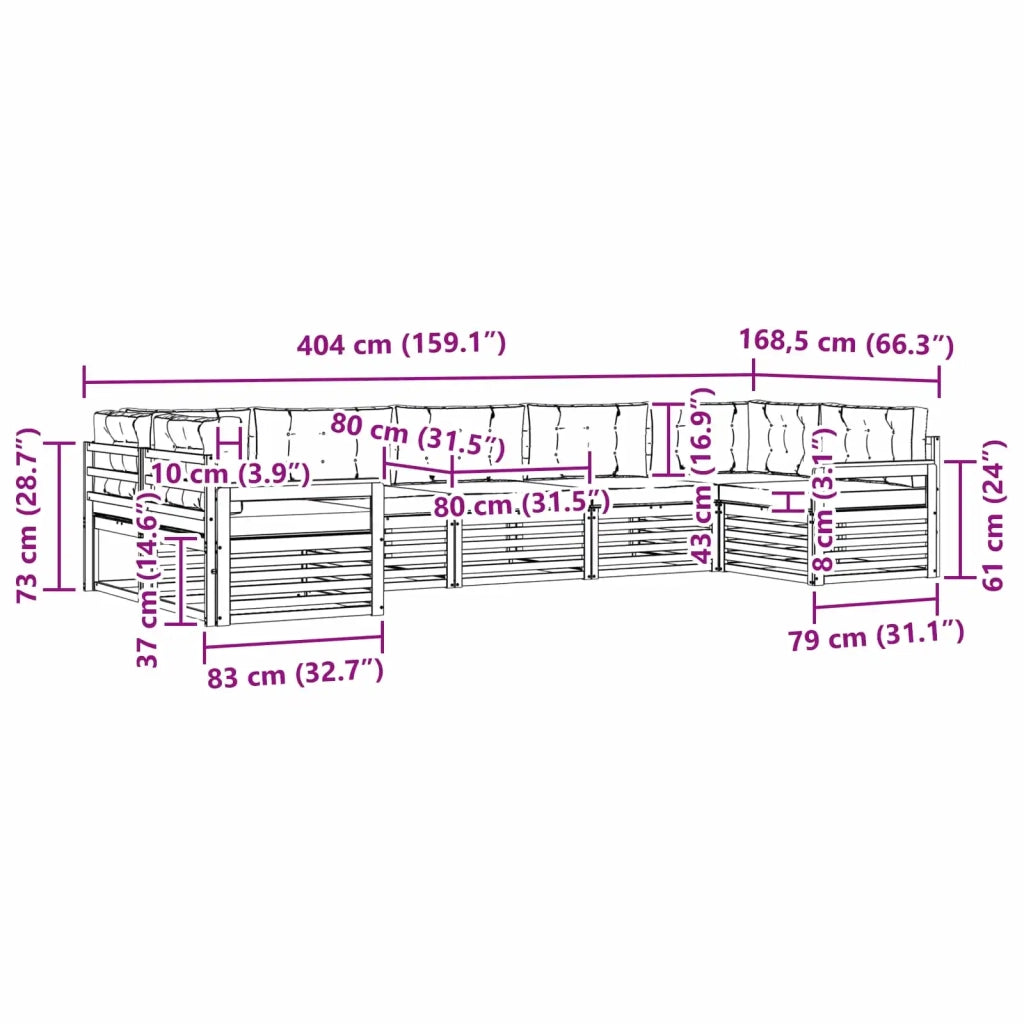 Set di divani da esterno 7 pz Bianco e Antracite 3391072