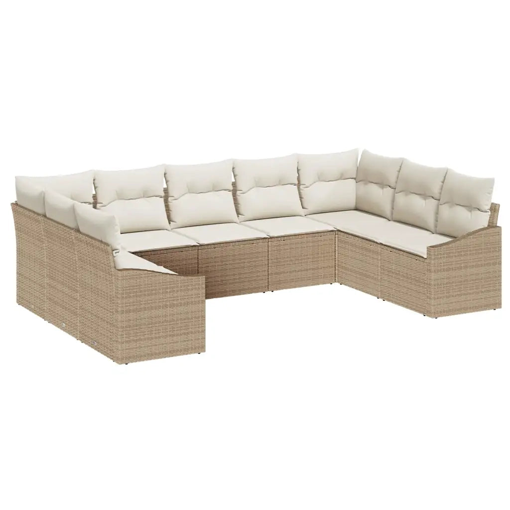 Set di divani con cuscino 9 pcs Beige polyrattan 3346881