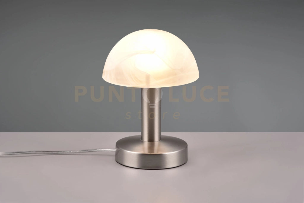 FYNN II LAMPADA CUPOLA IN  ACCIAIO E VETRO SABBIATO BIANCO SPAZZOLATO 1 LUCE ATTACCO E14 H.21CM