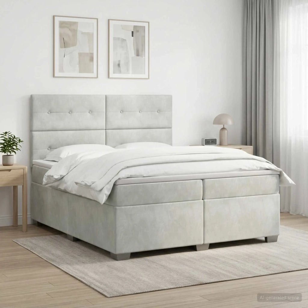 Letto box spring con materasso Grigio Chiaro 200 x 200 cm 3455174