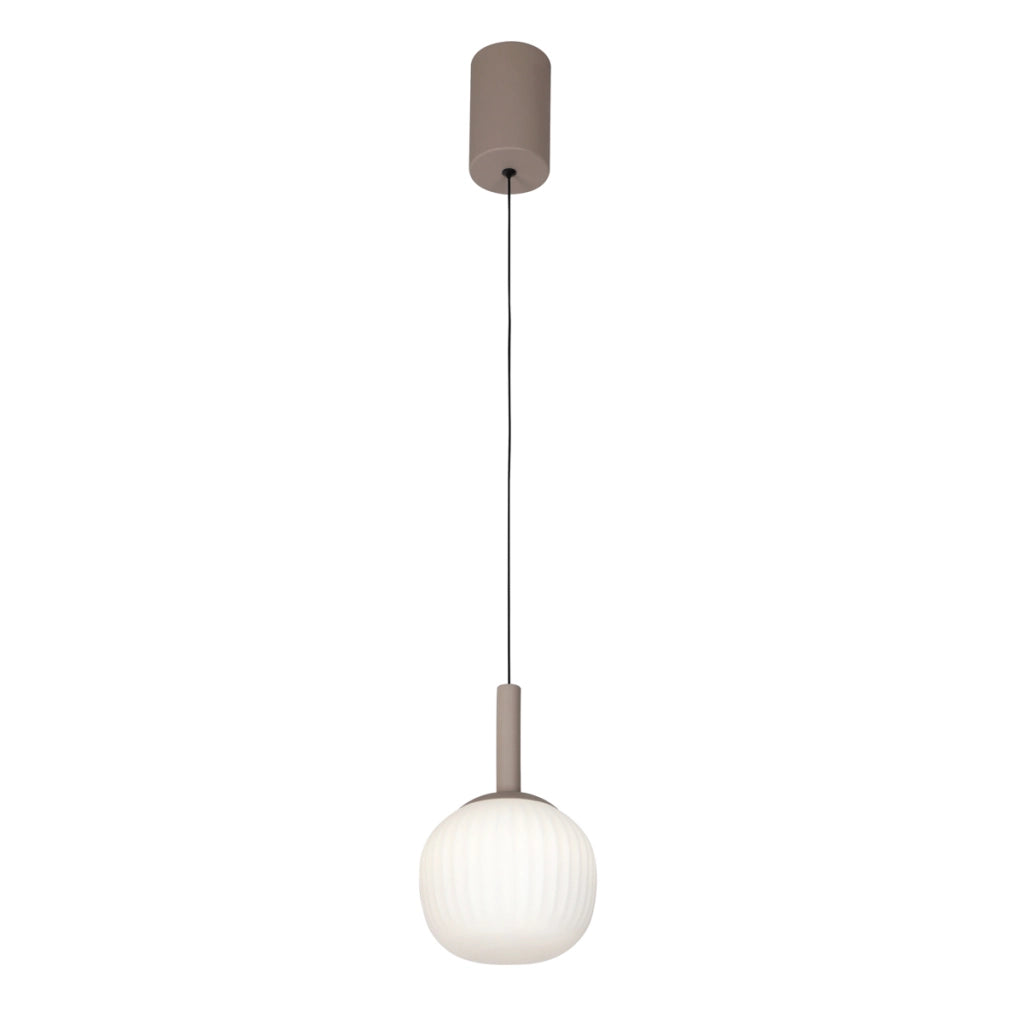 Lampada a sospensione Montes bronzo vetro bianco LED 6W