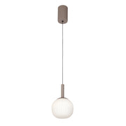 Lampada a sospensione Montes bronzo vetro bianco LED 6W