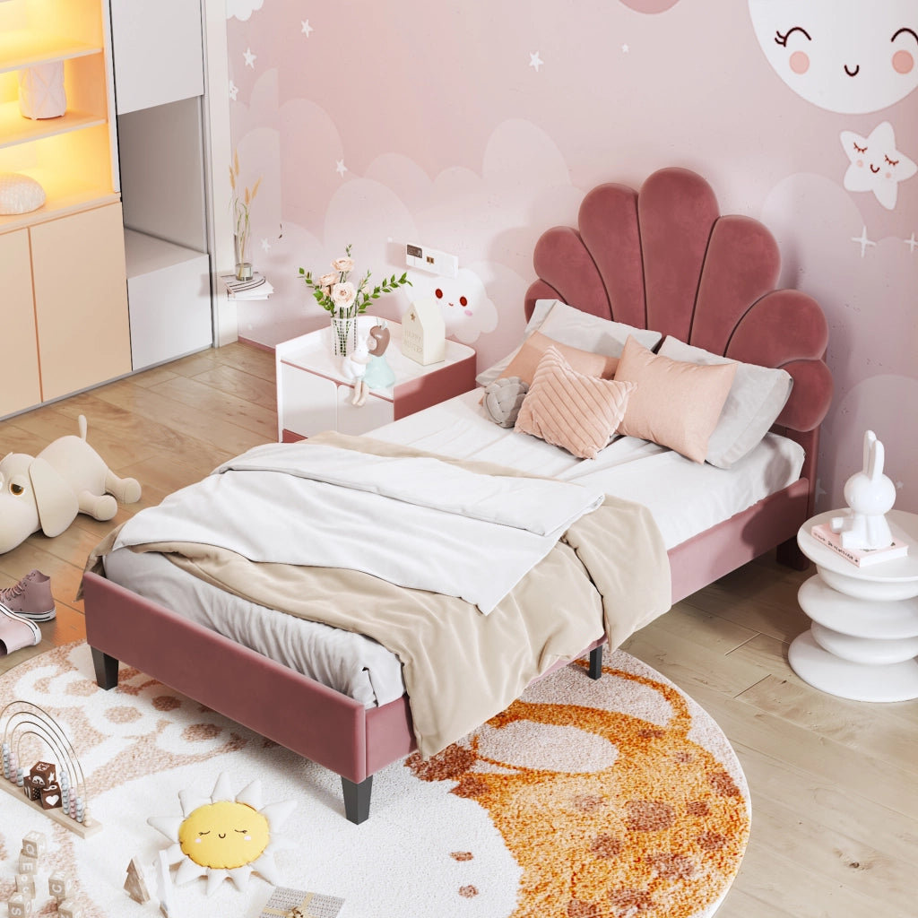 LETTO Imbottito 90x200 cm Velluto Rosso Fagiolo