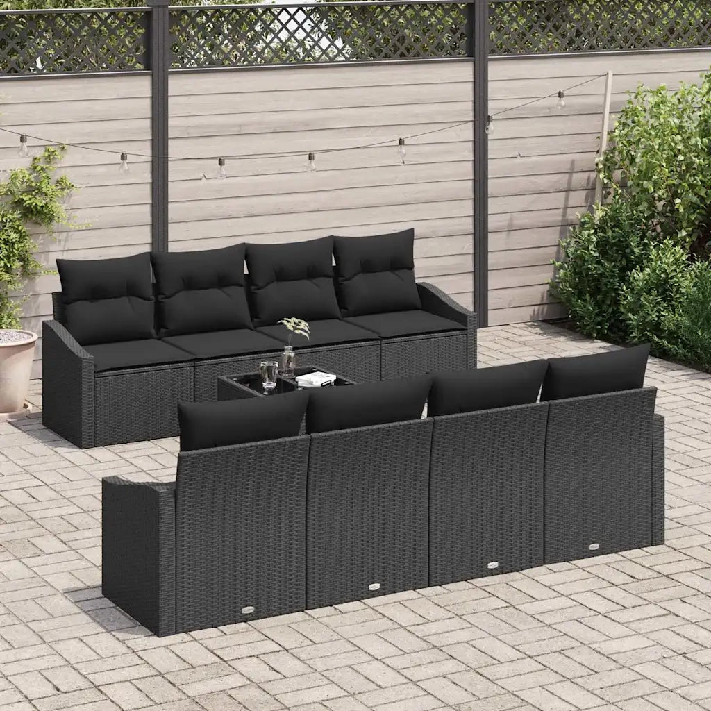 Set di divani con cuscino 7 pcs Nero polyrattan 3355322