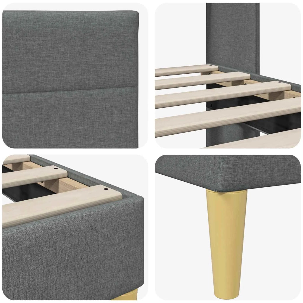 Struttura del letto-Giroletto Grigio Scuro 100 x 200 cm Tessuto 425547