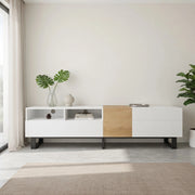 Cassettiera TV bianca e legno; in MDF; lunghezza 180 cm