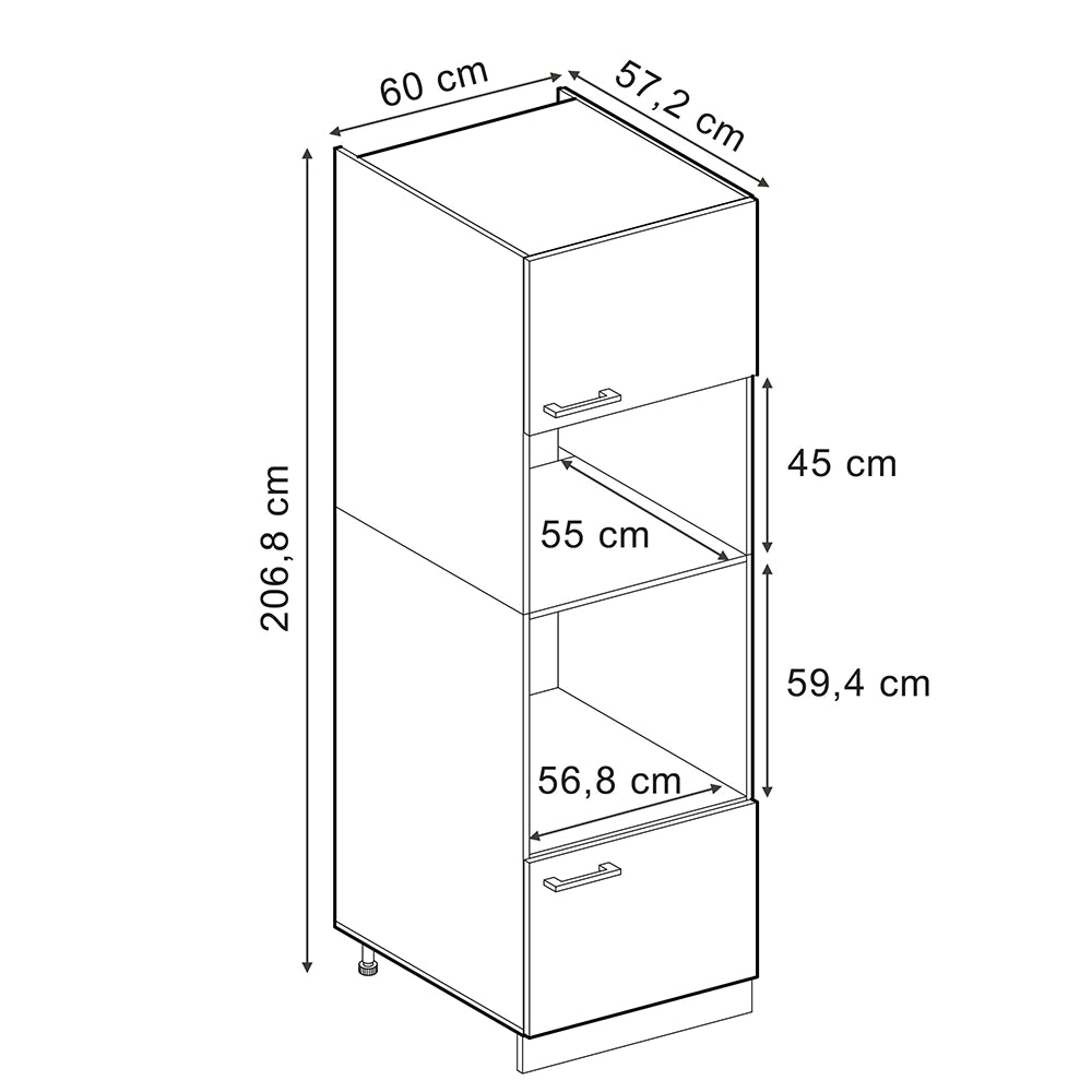 Mobile cucina microonde R-Line Rovere artigianale/Bianco 60 cm Vicco
