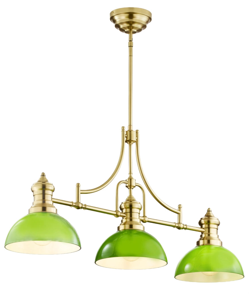 Lampada a sospensione industriale ottone verde 3xE27 Jupiter