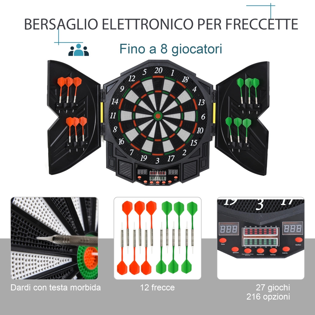 Bersaglio Elettronico Freccette ¨C Xylo ¨C 27 Giochi 8 Giocatori 12 Freccette