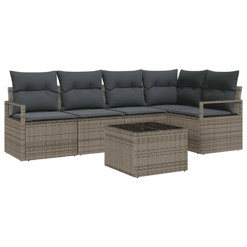 Set Divano da Giardino 6 pcs Grigio chiaro polyrattan 3355058