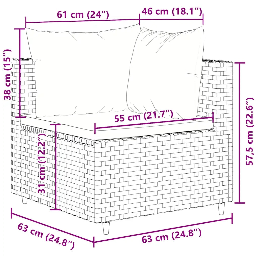 Set Mobili da Giardino 6pz con Cuscini in Polyrattan Marrone 3308105