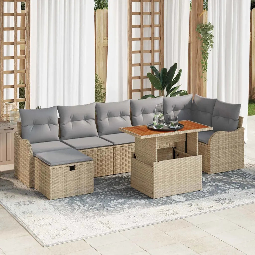 Set Divano da Giardino 8 pcs Beige Poly Rattan 3361280