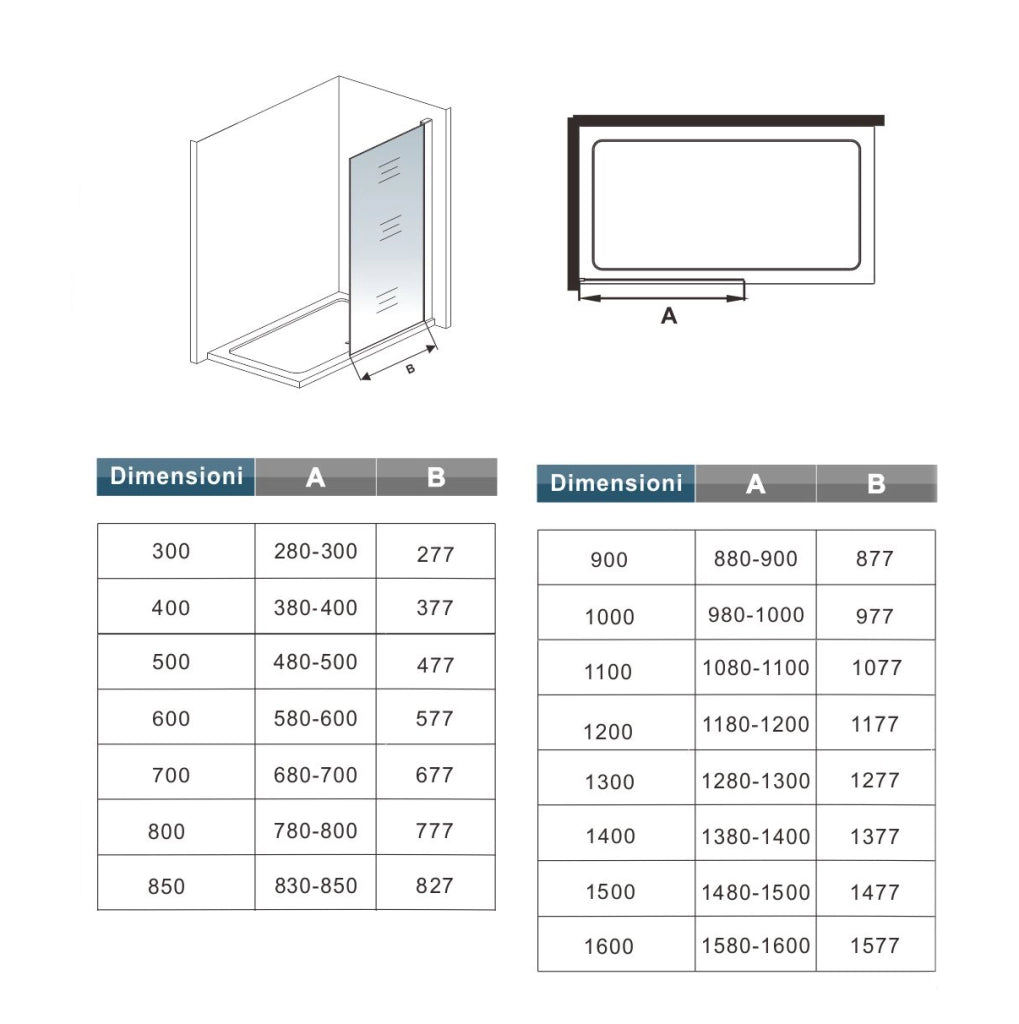 Box Doccia Walk In 85x200 cm Parete Fissa Vetro 8 mm Trasparente Anticalcare Oro Spazzolato Barra Stabilizzatrice 140 cm