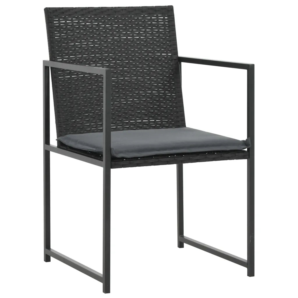 Set da Pranzo da Giardino 5 pz con Cuscini in Polyrattan Nero 44443