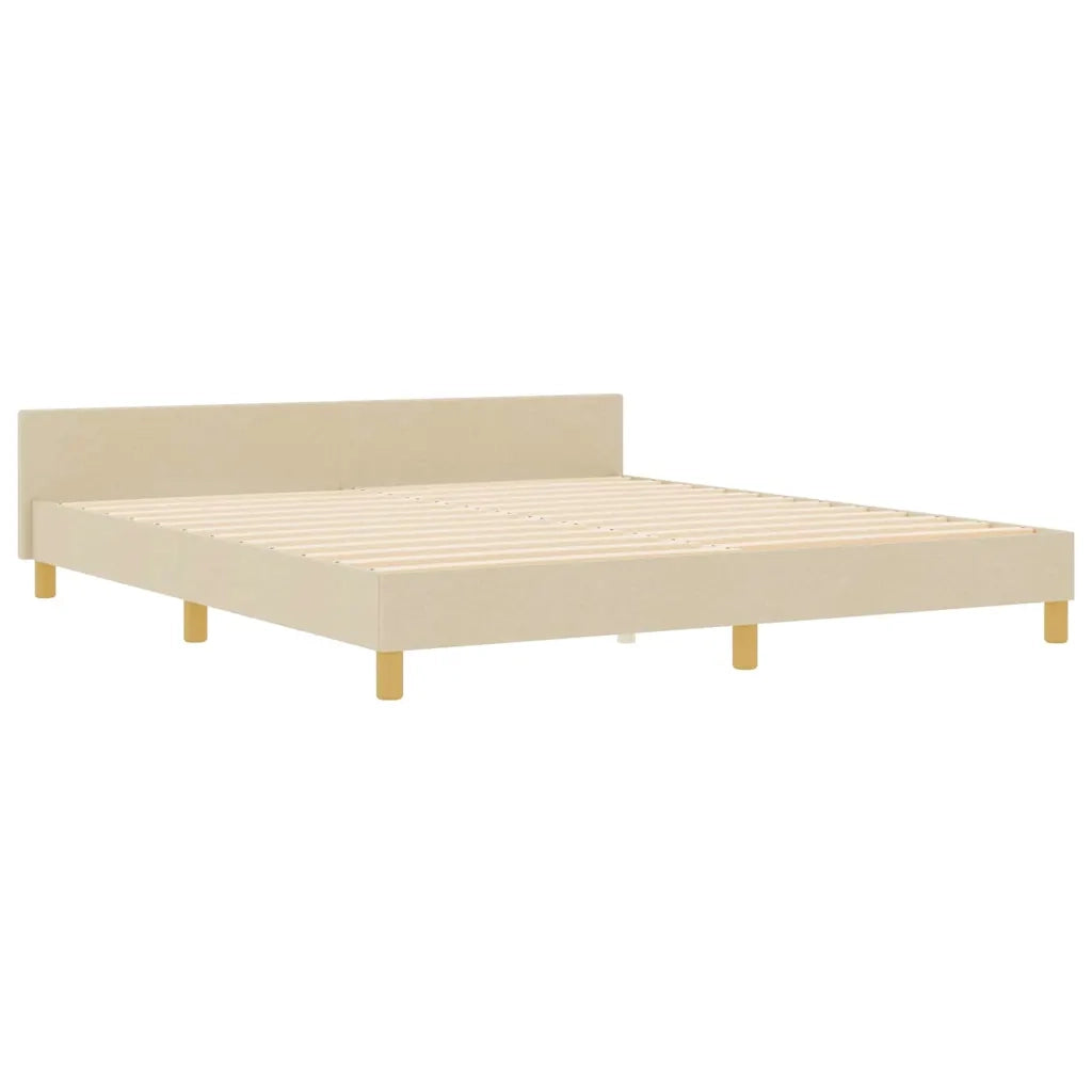 Struttura del letto con testiera Crema 180 x 200 cm Tessuto 3344751