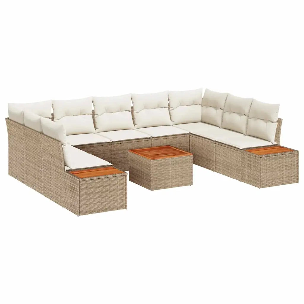 Set Divano da Giardino 5 pcs Beige e Crema Polyrattan