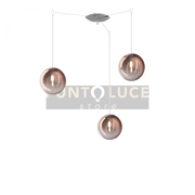 SOSPENSIONE CROMO 3 LUCI SPOSTABILE VETRI RAME 1184CR-S3 S-RA