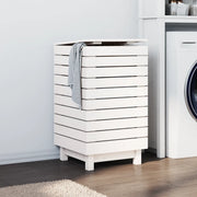 Cesto per Bucato Bianco 44x44x76 cm Legno Massello Pino 832322