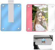 Supporto per foto autofotografico da 2 pezzi - Clip per foto solare - Materiale acrilico - Attrazione magnetica - Visualizzazione verticale/orizzontale - Pannello resistente alle graffi - Supporto per foto da appendere