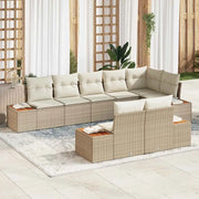 Set Divano da Giardino 8 pcs Beige e Crema Polyrattan