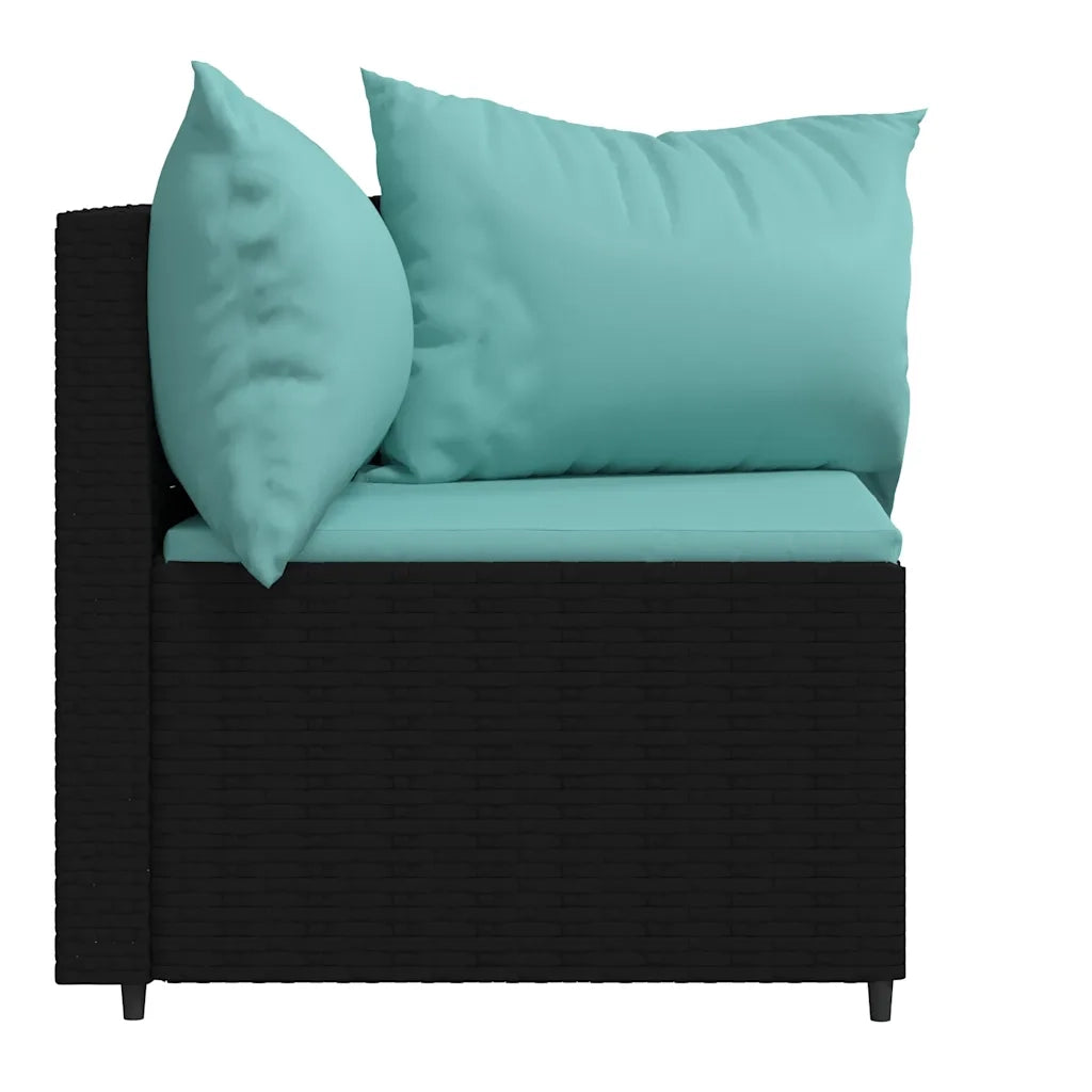 Divani Angolari da Giardino con Cuscini 2pz in Polyrattan Nero 319806