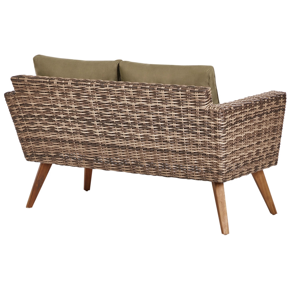 Set da giardino con divano e poltrone in rattan verde oliva esterno elegante
