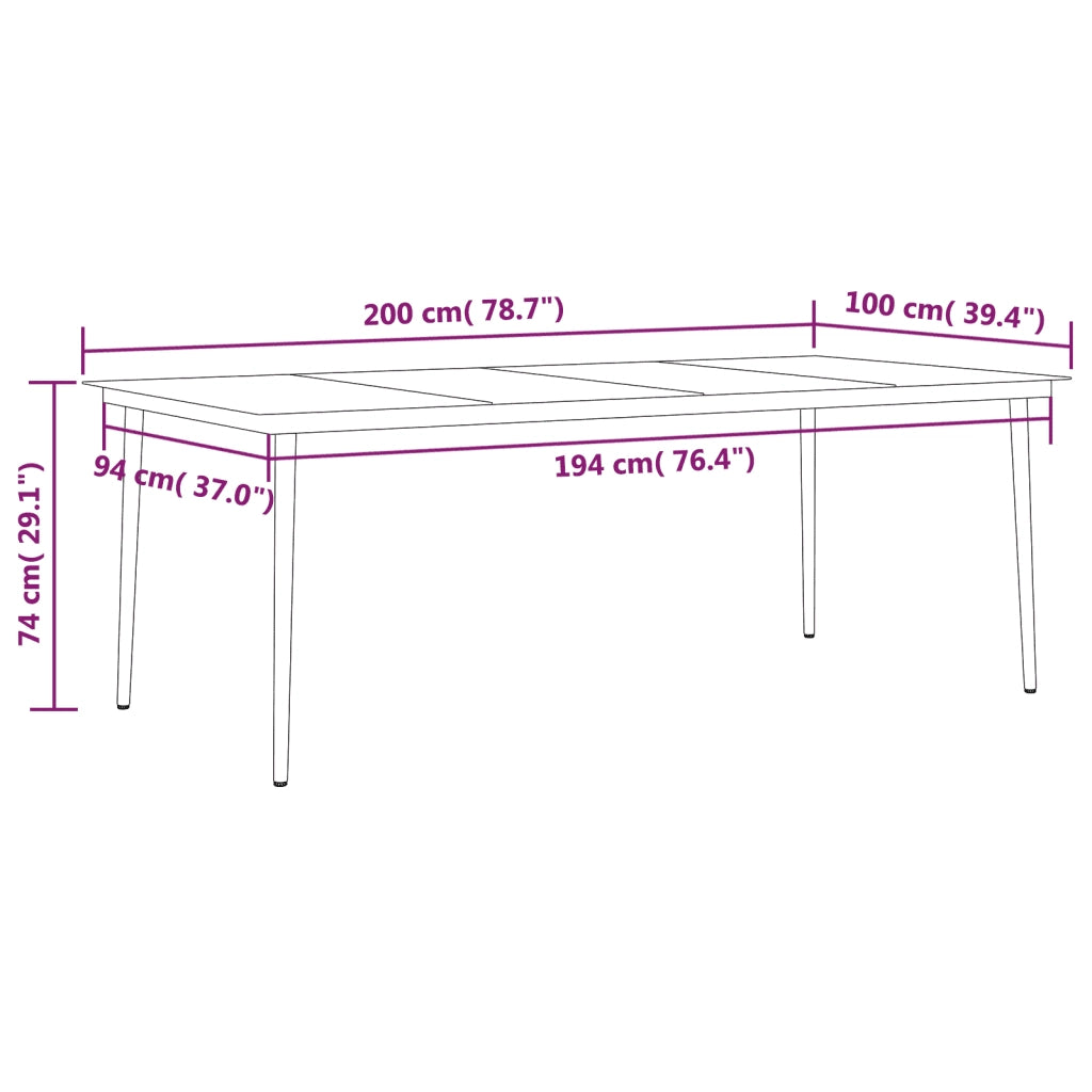 Set da Pranzo da Giardino 9 pz Nero 3099636