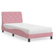 Letto con Materasso Rosa 90x190 cm in Velluto